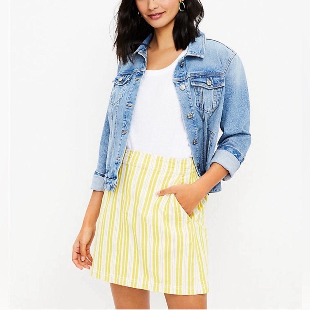 Loft Women’s Short Skirt, NWT, Size 6, Yellow/White Stripes